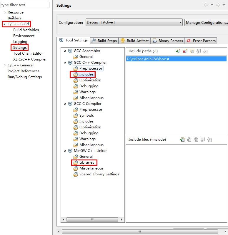 Eclipse MinGW Boost 配置