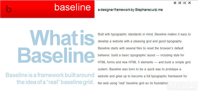 Baseline是一个CSS框架，它遵循基本排版规则，可以轻松为网站创建出好看的网格和界面。
