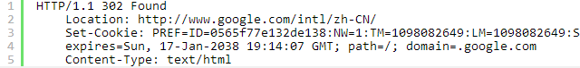 　下面就是一个goolge设置cookie的响应头的例子
