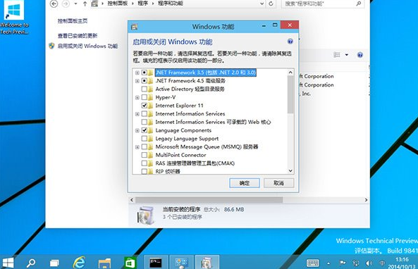 查看是否安装好.NET Framework 3.5